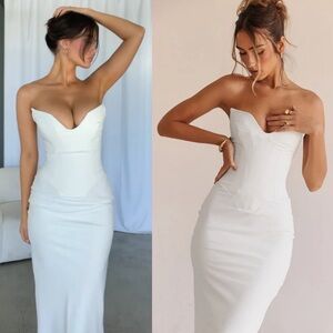 HOUSE OF CB Small Tamara' Ivory Strapless Corset Dress white NWOT size S